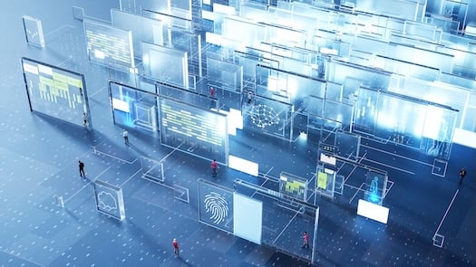 Unify Operational Transparency | Image of transparent computer screens in data center